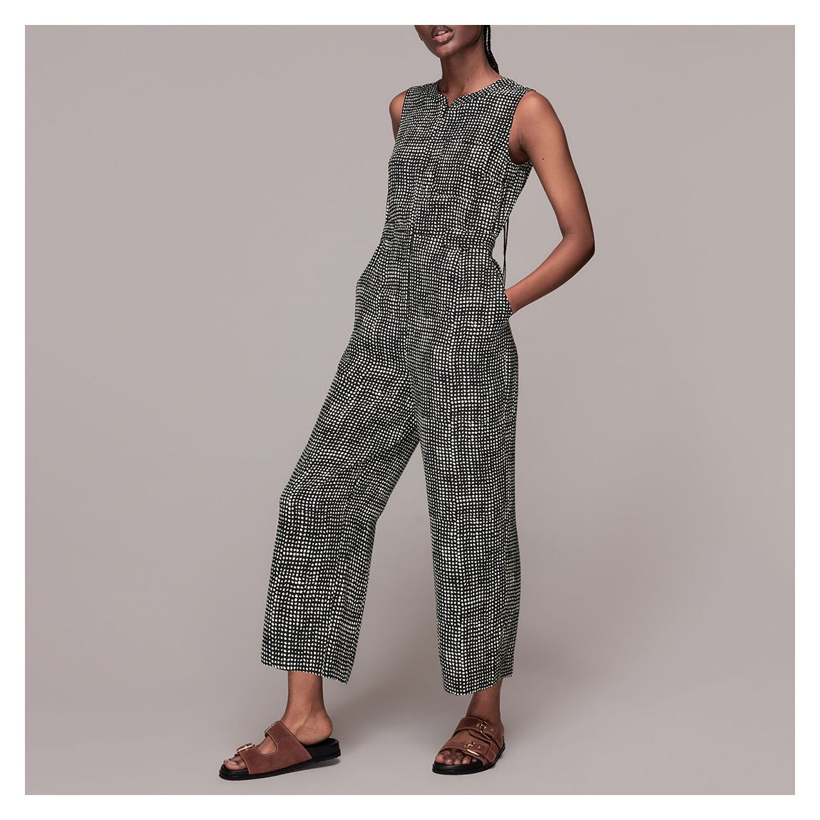 Black Josie Spotted Check Jumpsuit main product photo