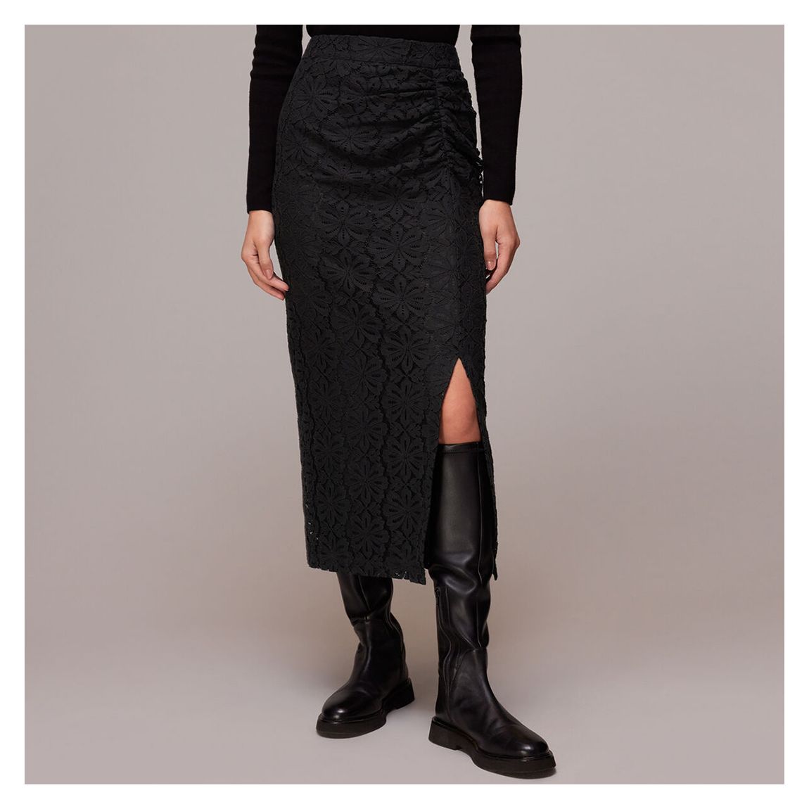 Black Lace Column Skirt main product photo