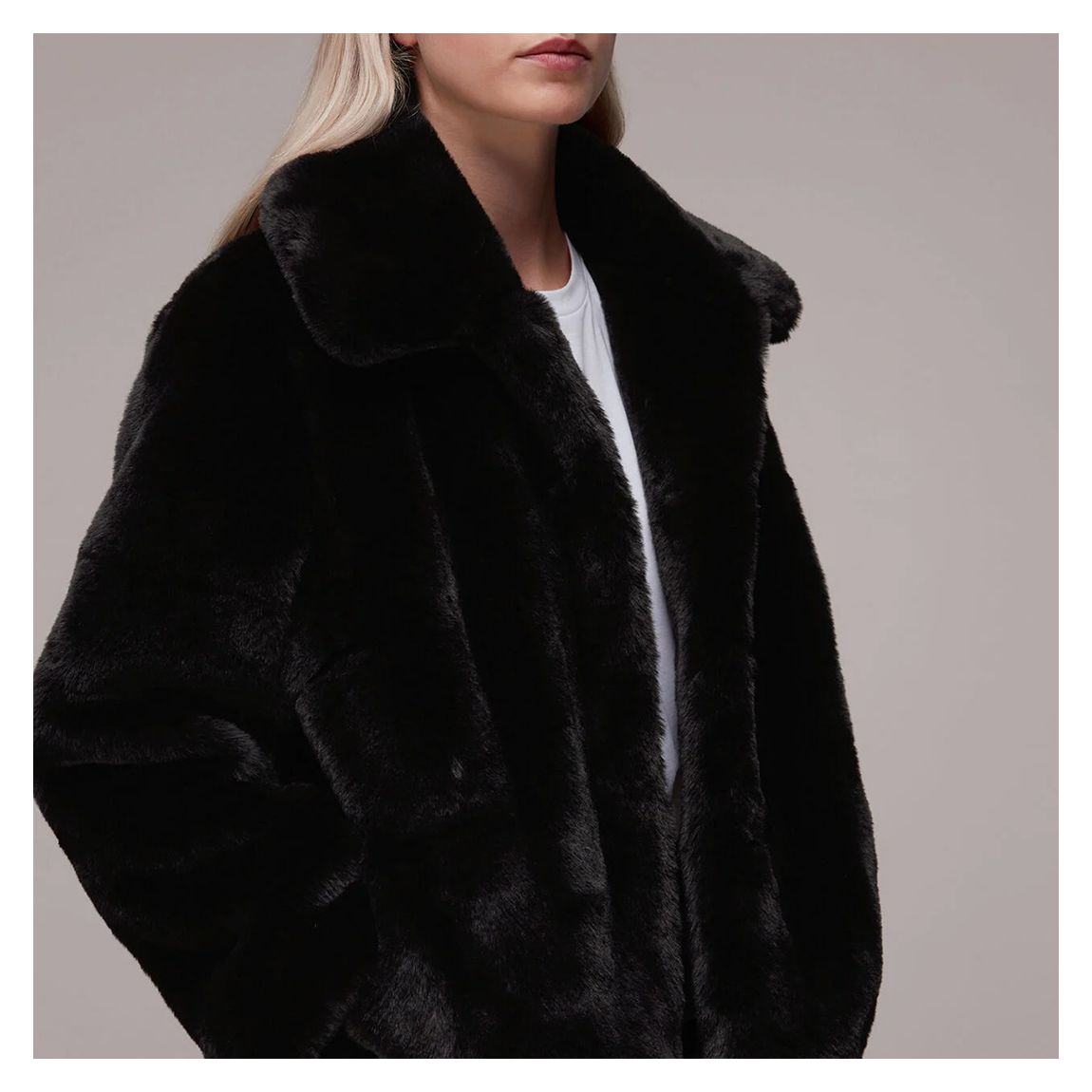 Black Drew Faux Fur Coat main product photo