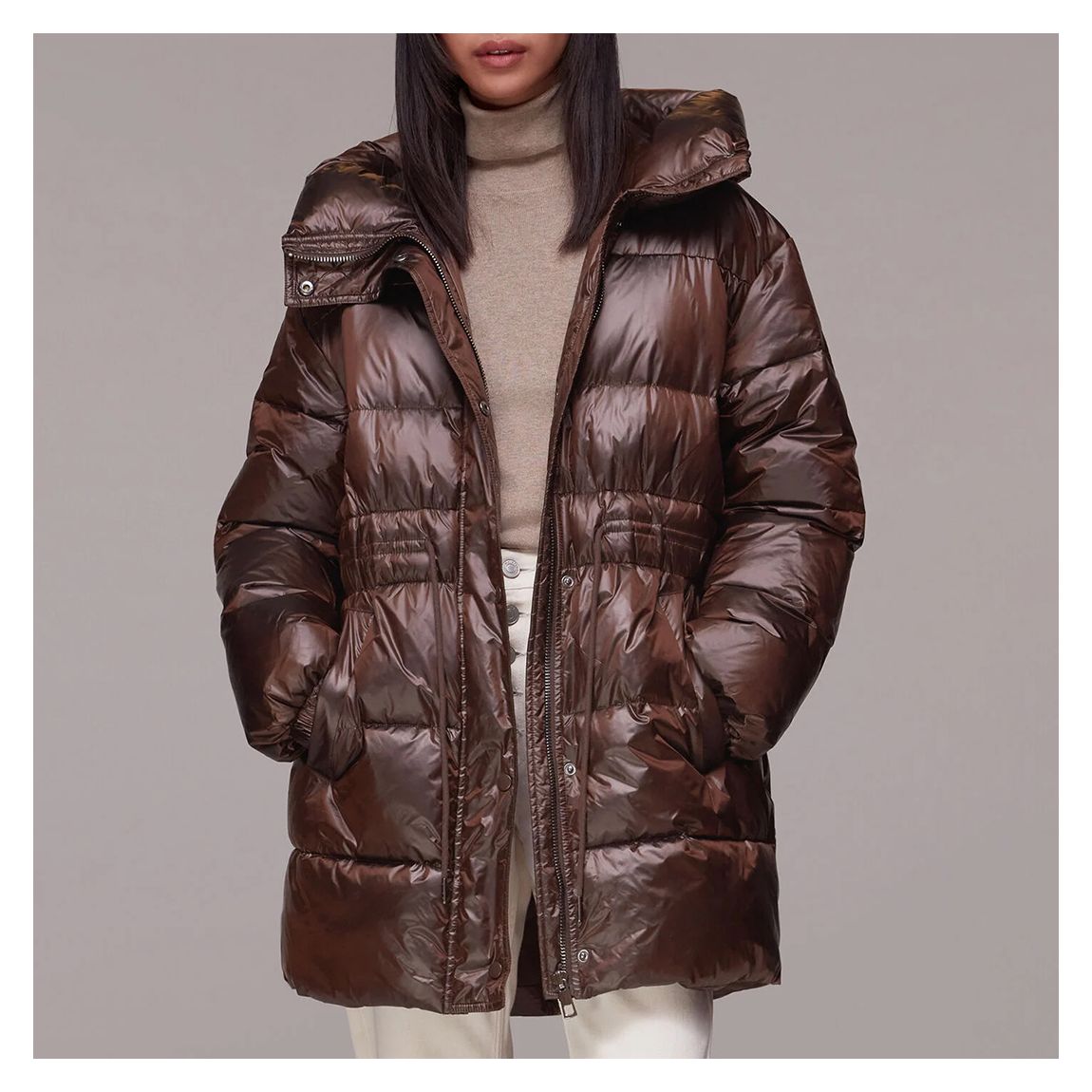 Brown Tilly Waist Detail Puffer Jacket main product photo