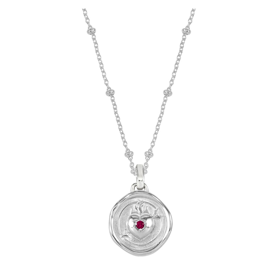 Silver Flaming Heart Talisman Necklace main product photo
