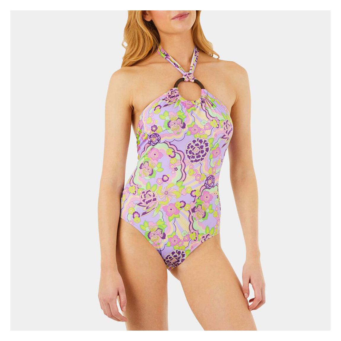 Loop Rainbow Flowers Swimsuit In Purple main product photo