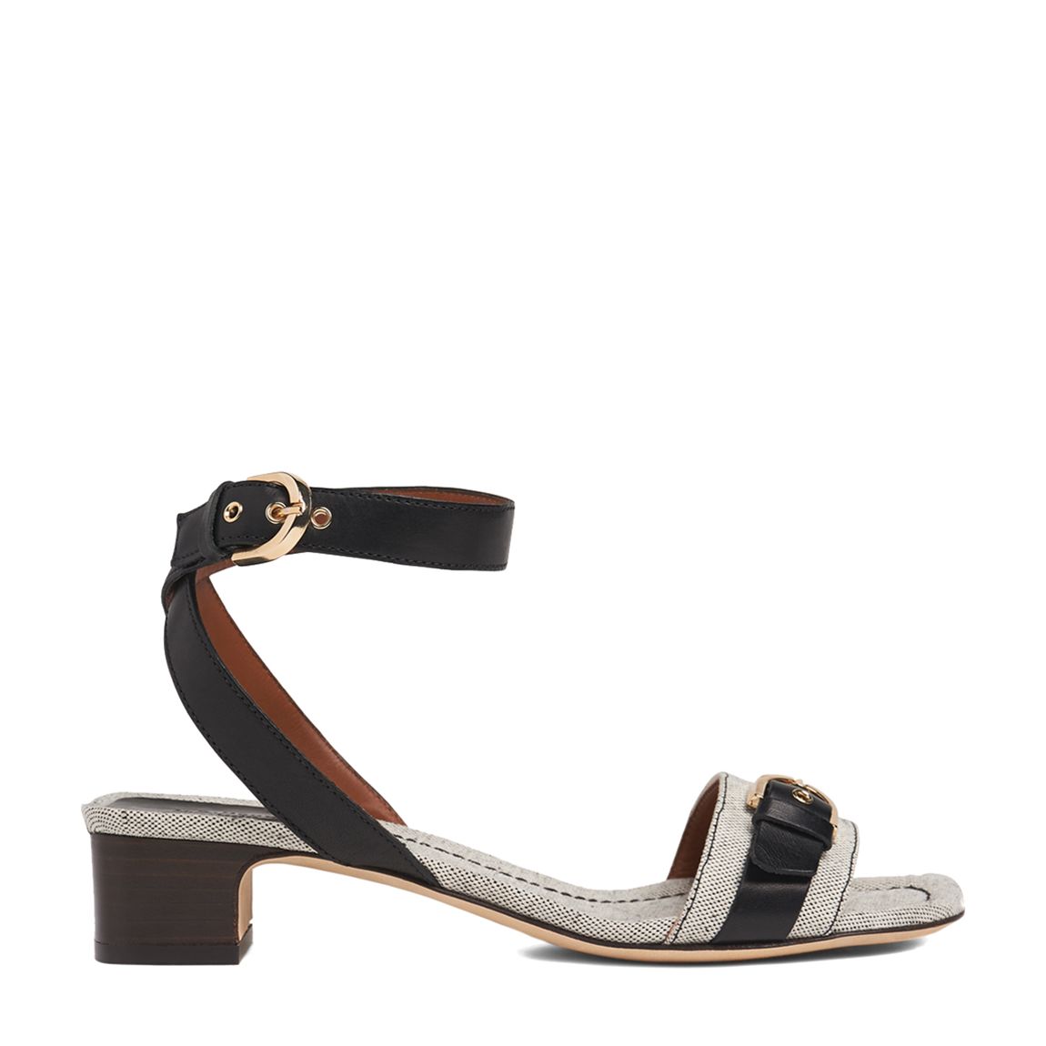 Natural Canvas & Black Leather Sadie Sandals main product photo