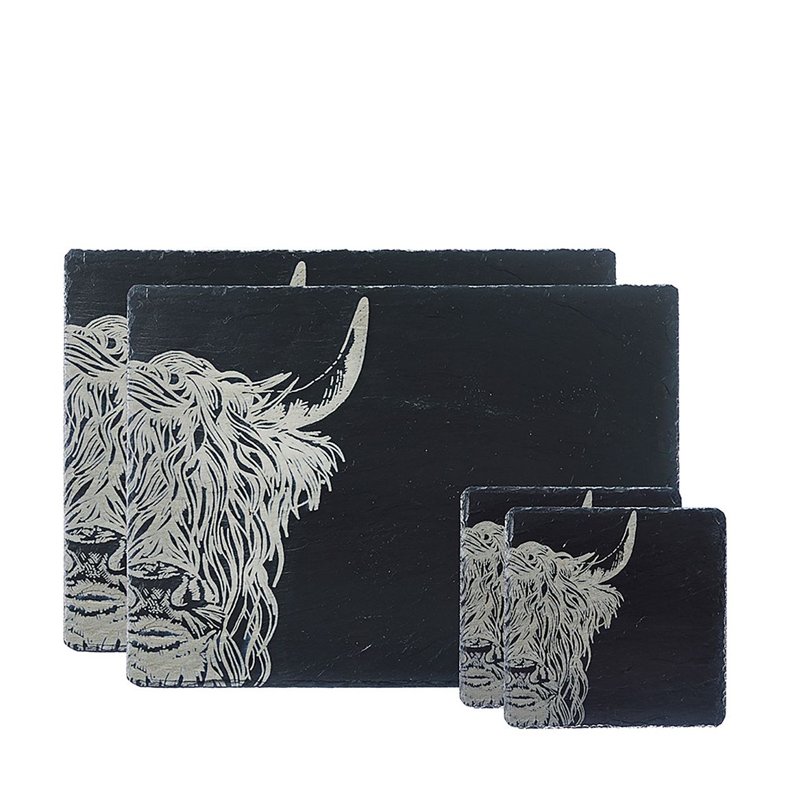 Slate Highland Cow Coaster & Place Mat Gift Set main product photo