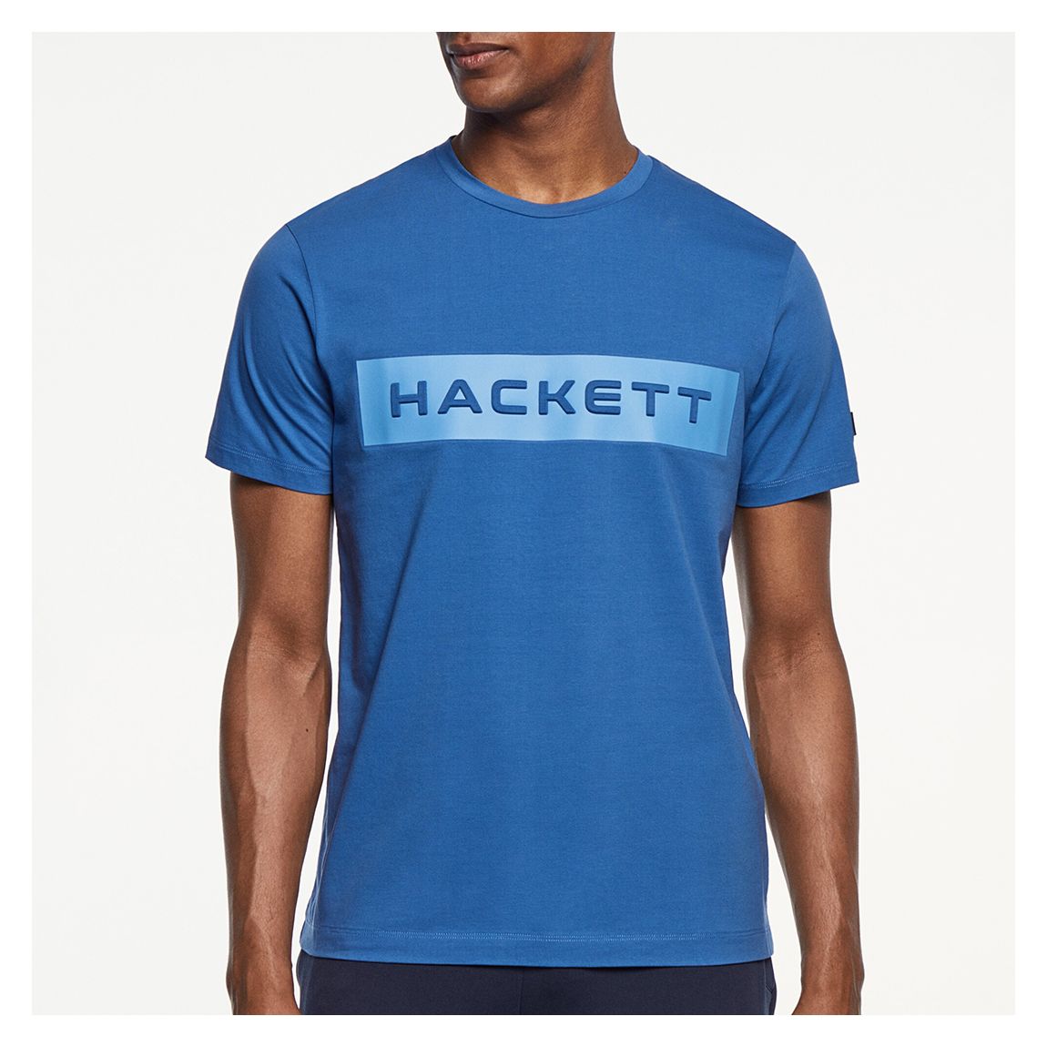 Blue Crew Neck Branded Cotton T-Shirt main product photo