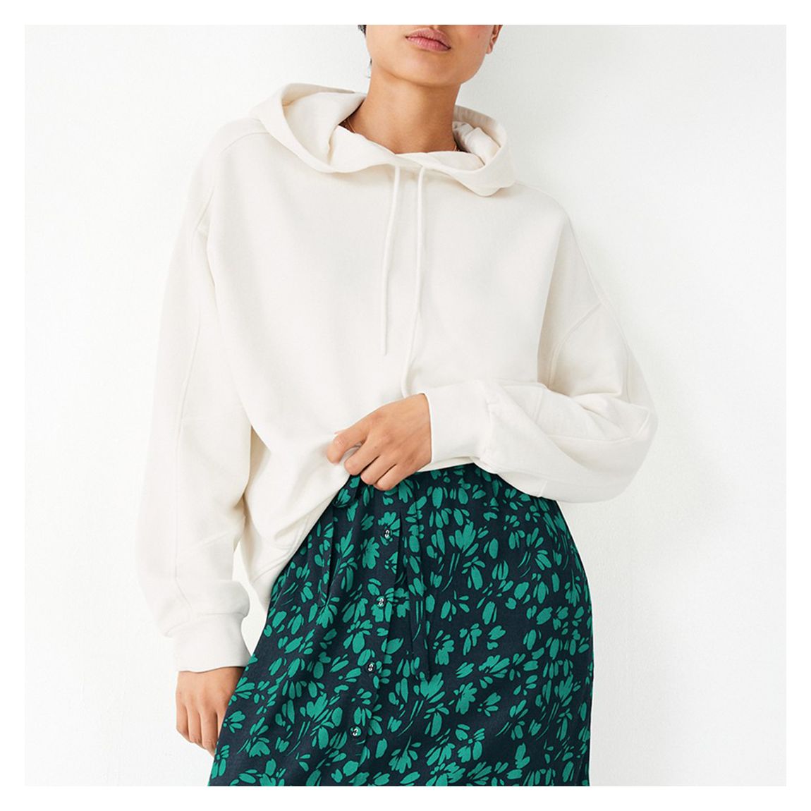 Cream Reni Oversized Cotton Hoodie main product photo