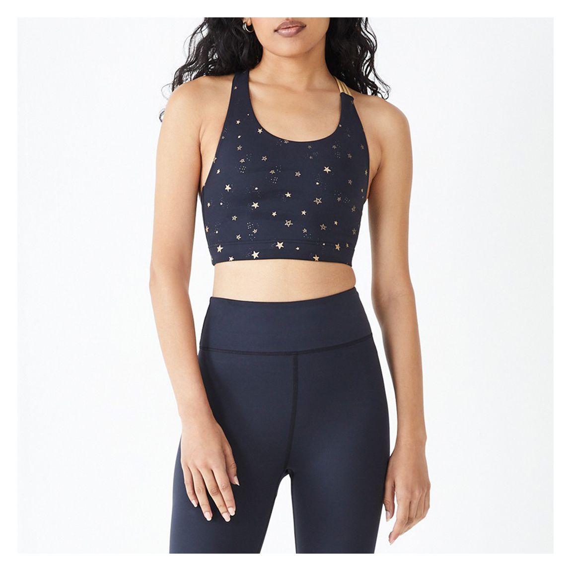 Black/Gold Beth Star Active Bra main product photo