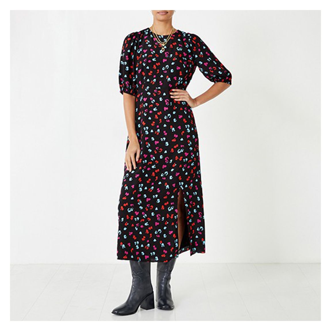 Grace Midi Dress - Floral Heart Black/ Multi main product photo