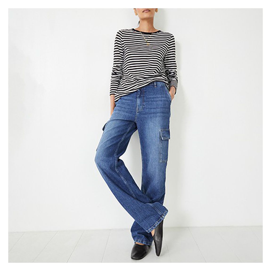Mid Blue Jenny Stretch Cargo Jeans main product photo