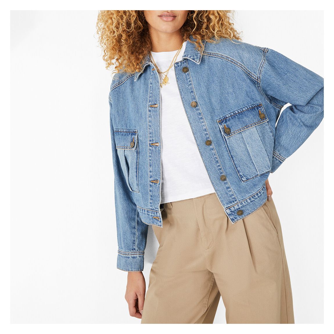 Blue Deja Relaxed Cotton Denim Jacket main product photo