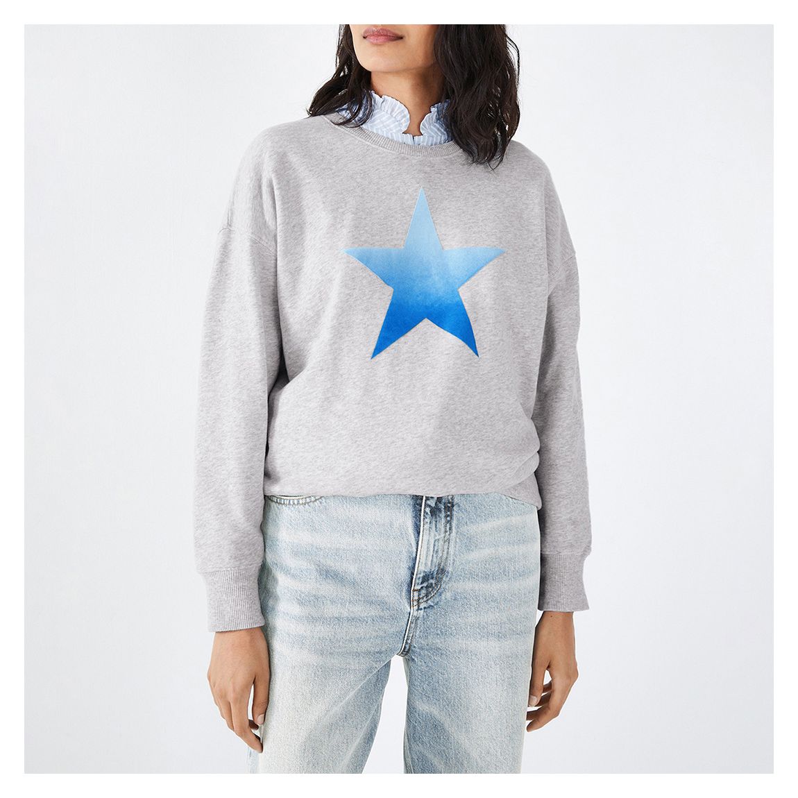 Palest Grey Marl/Blue Ombre Star Relaxed Sweatshirt main product photo