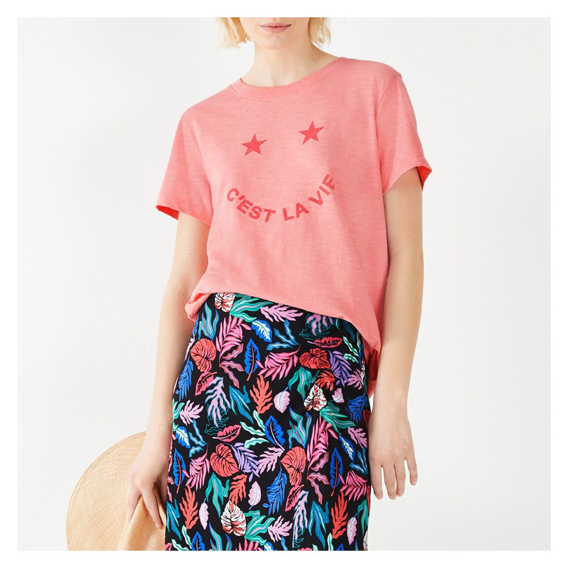 Pink Taren Cotton Smiley T-Shirt main product photo