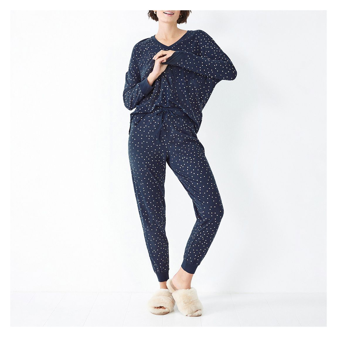 Navy Joey Printed Stretch Pyjama Set main product photo
