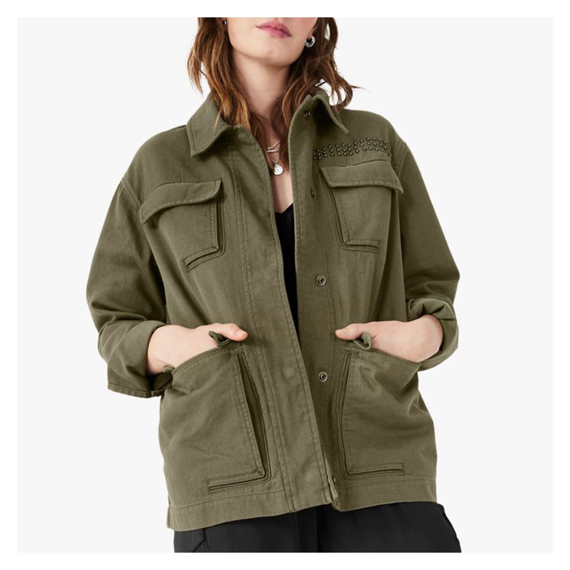 Khaki Reid Cotton Cargo Jacket main product photo