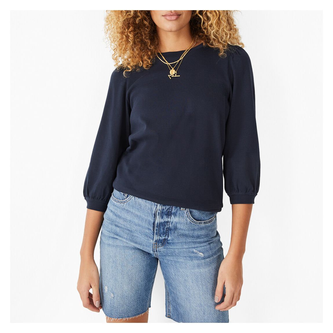 Mimi Puff Sleeve T-Shirt - Midnight Navy main product photo