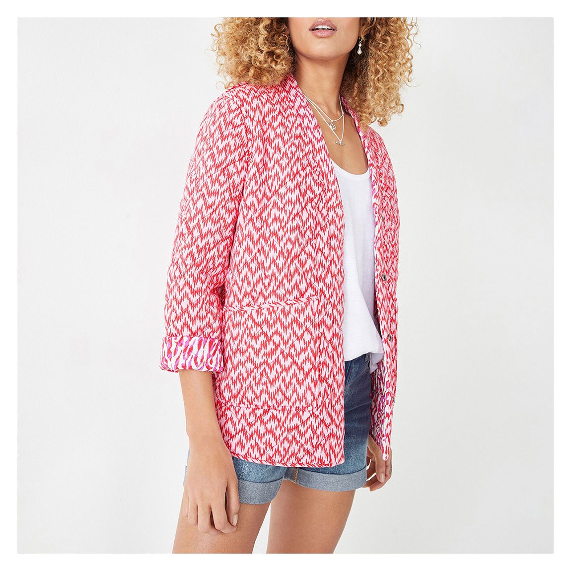 Red/White Neri Reversible Quilted Jacket main product photo