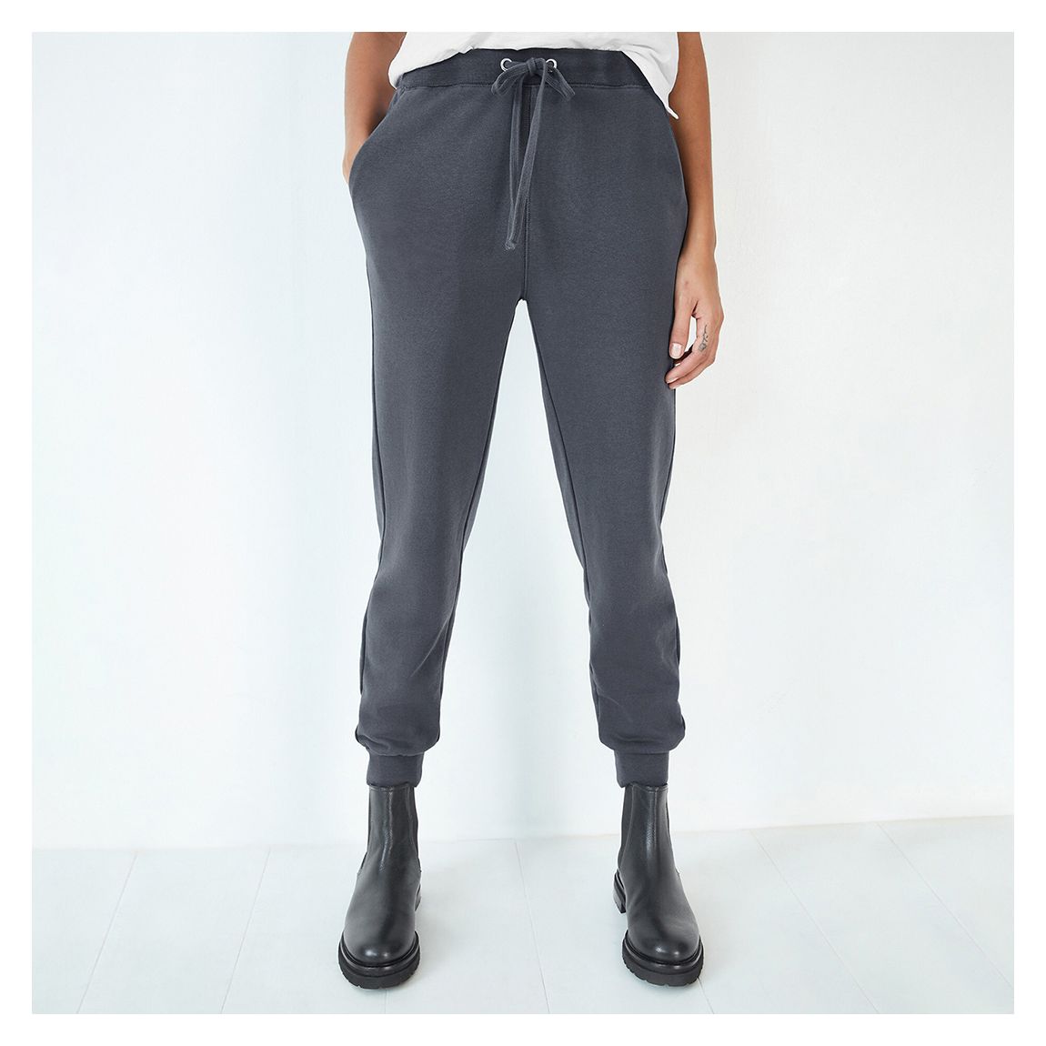 Charcoal Theia Slim Cotton Blend Joggers main product photo