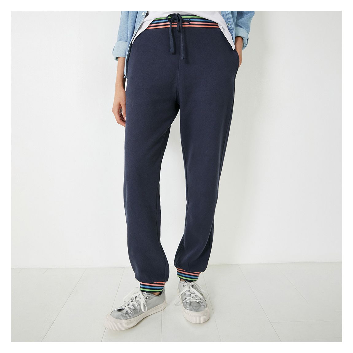 Navy Feria Stripe Cotton Joggers main product photo