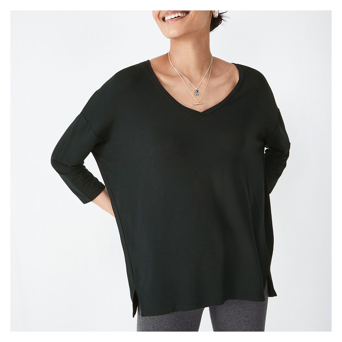 Black Wide Jersey Stretch Top main product photo