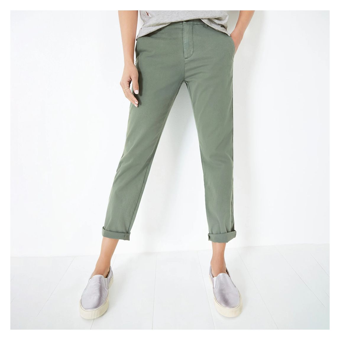 Sage Slim Stretch Cotton Trousers main product photo