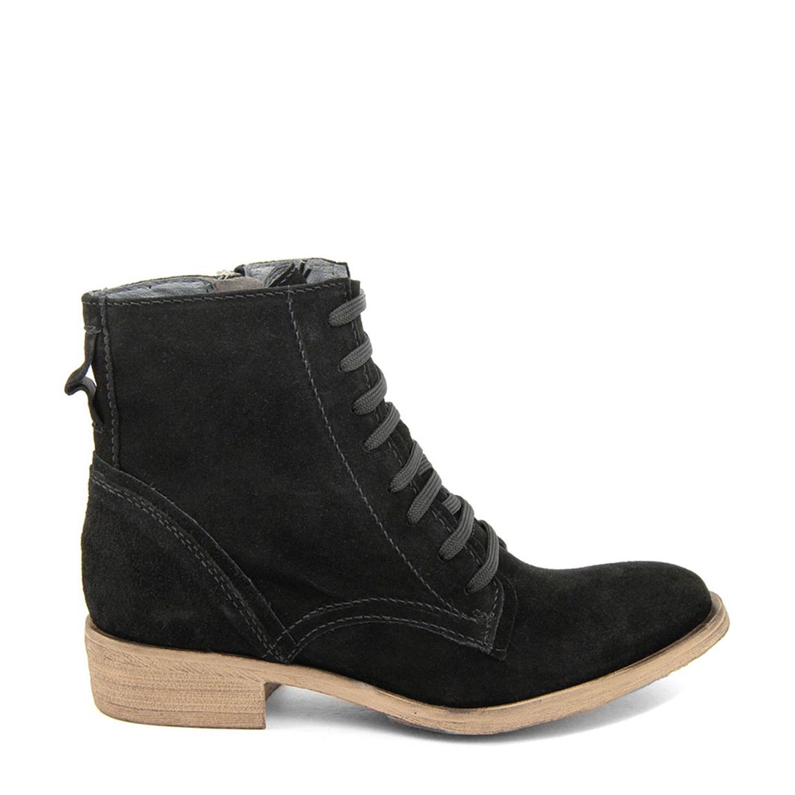 Black Suede Lace Up Heeled Ankle Boots main product photo