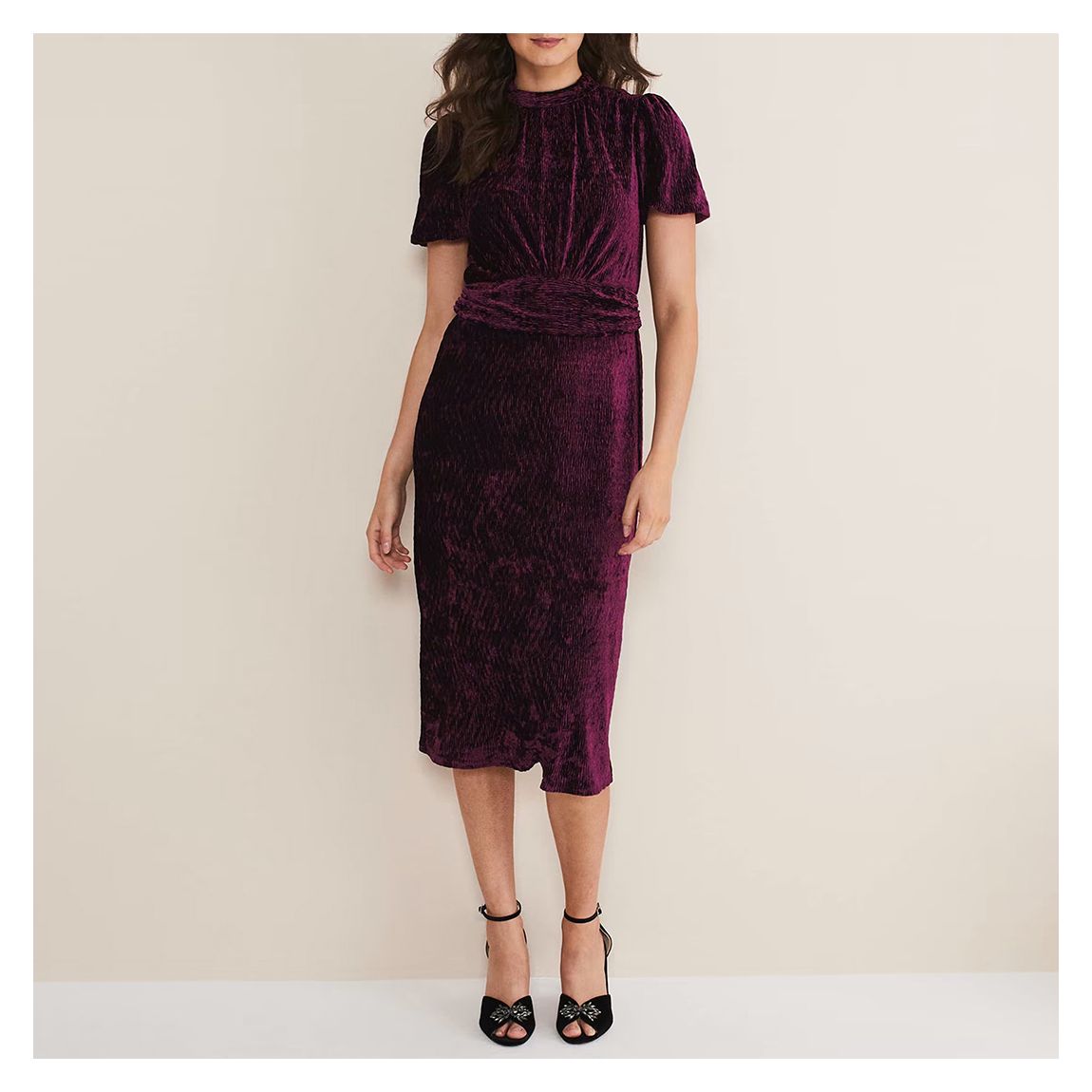 Purple Kaylee Velvet Pleat Dress main product photo