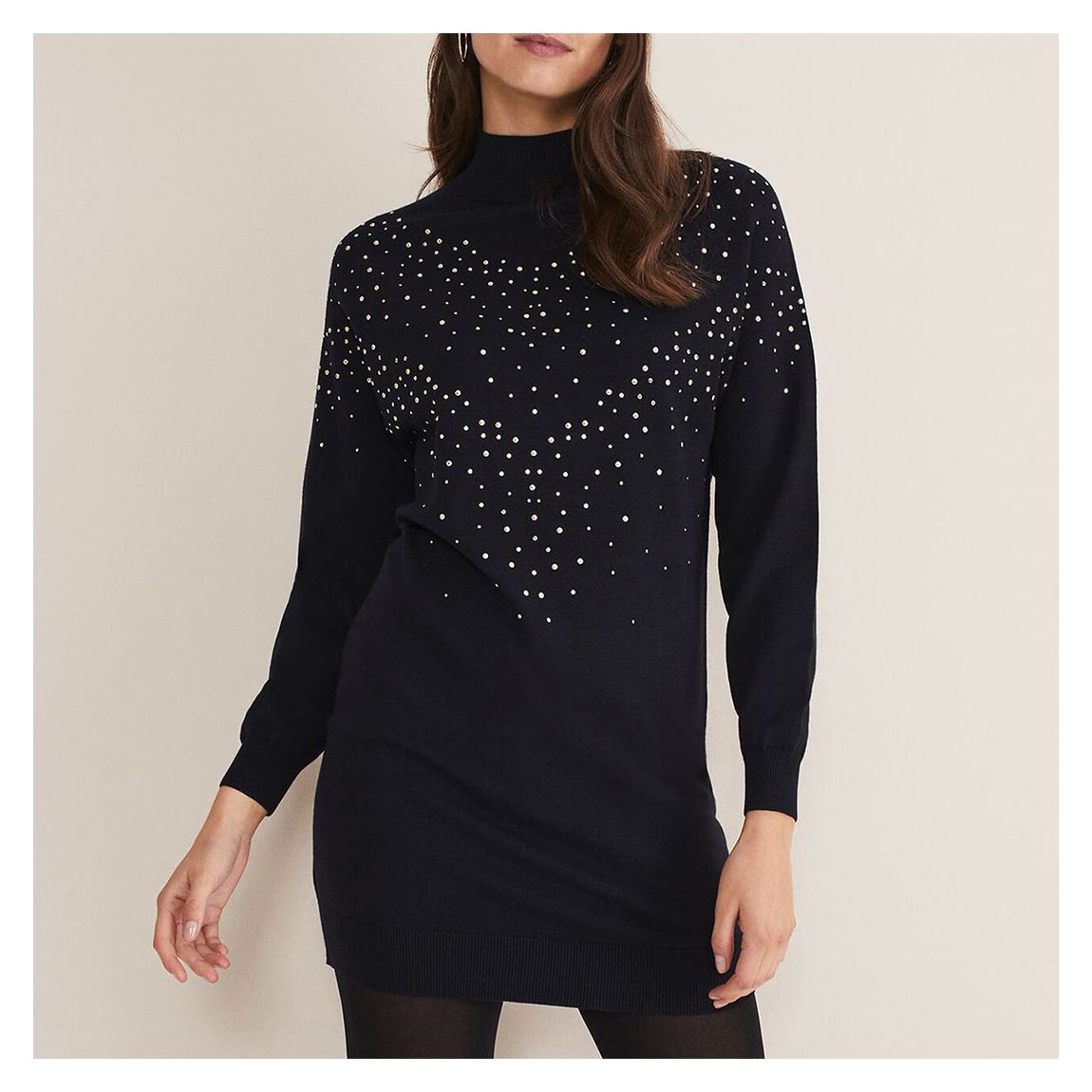 Navy Helena Gold Stud Knit Dress main product photo