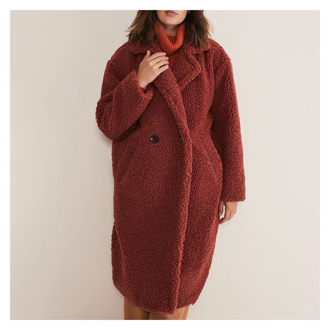 Red Libbie Longline Teddy Coat main product photo