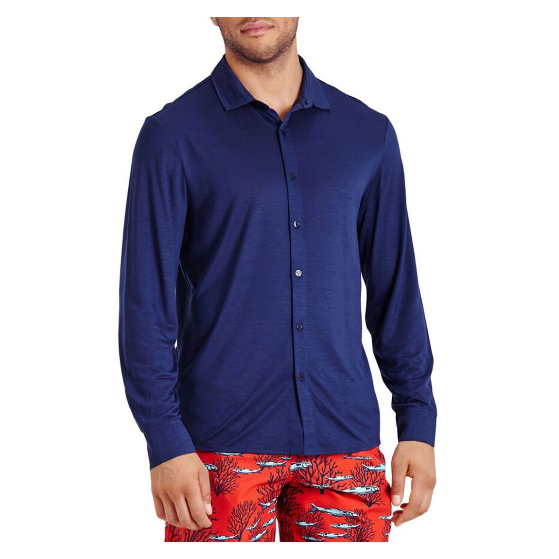 Navy Button Long Sleeve Shirt main product photo