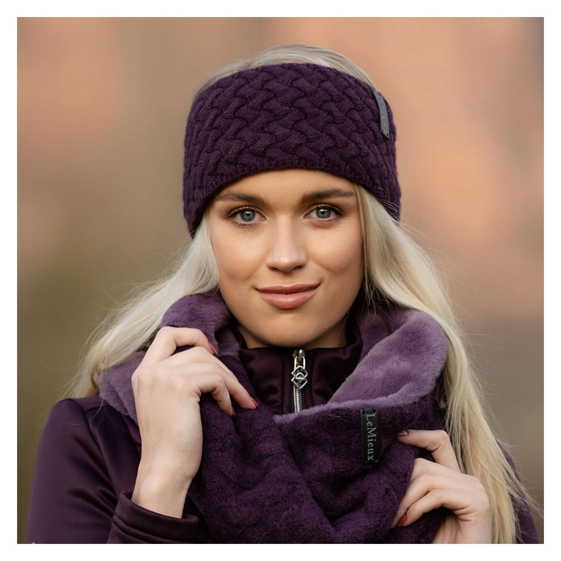 Dark Purple Cable Knit Snood main product photo