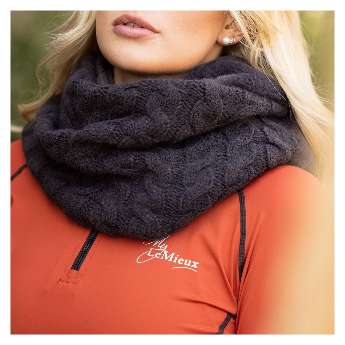 Dark Grey Cable Knit Snood main product photo