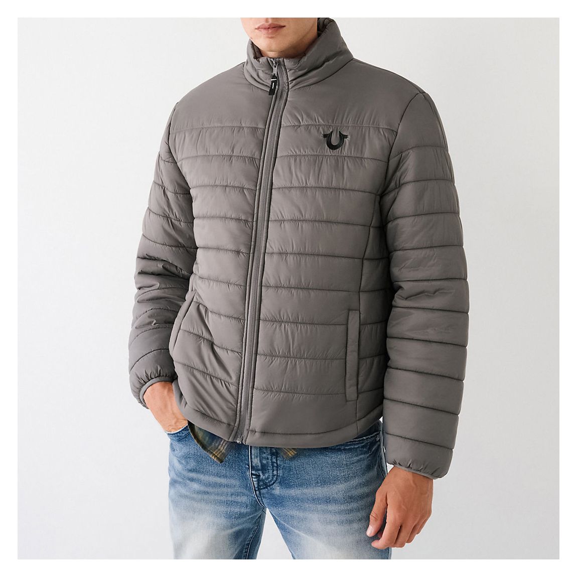 Grey Logo Puffer Jacket main product photo