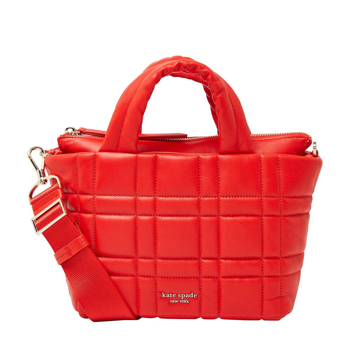 Bright Red Softwhere Quilted Leather Mini Tote main product photo