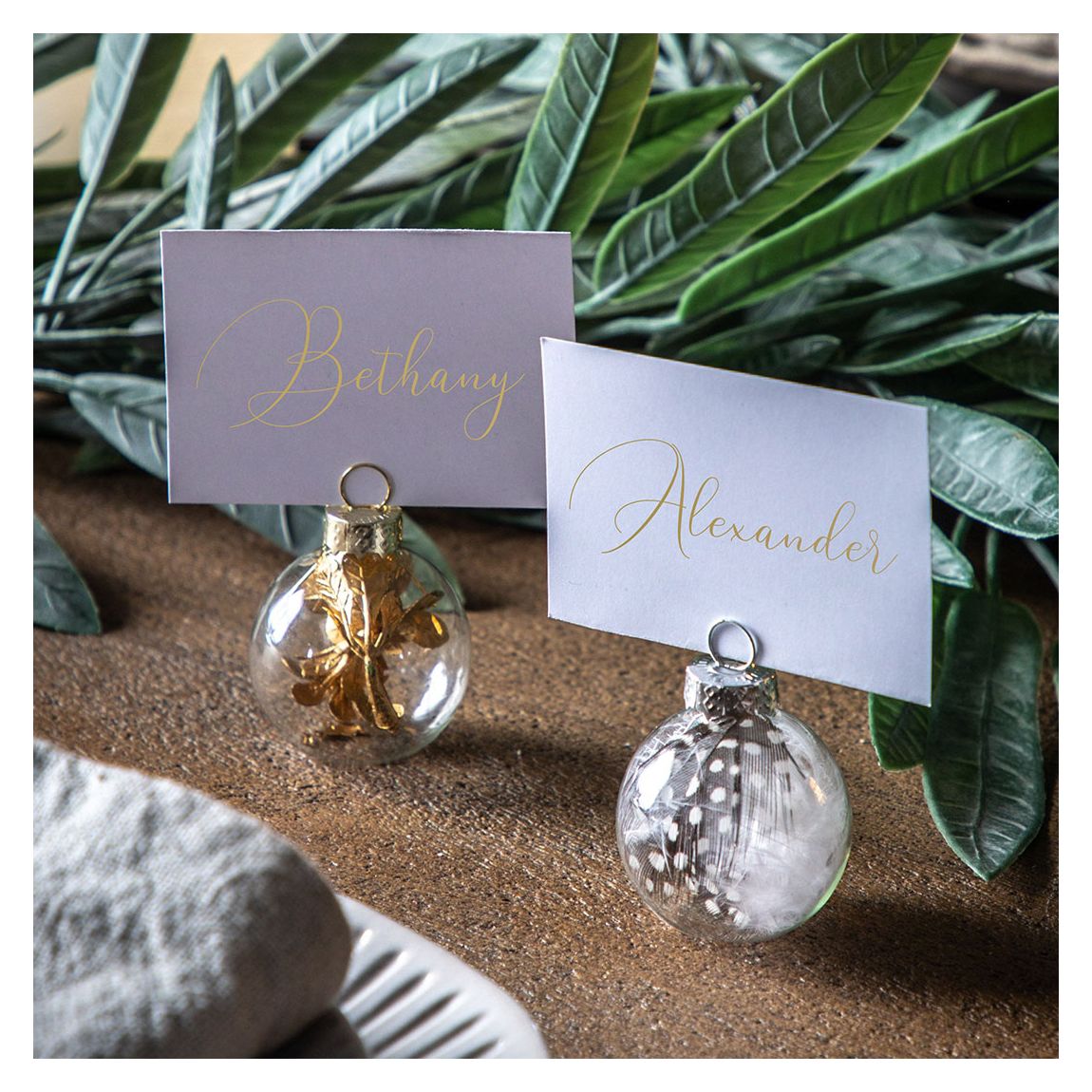 Set of 6 Dry Flora Bauble Name Card Holders main product photo