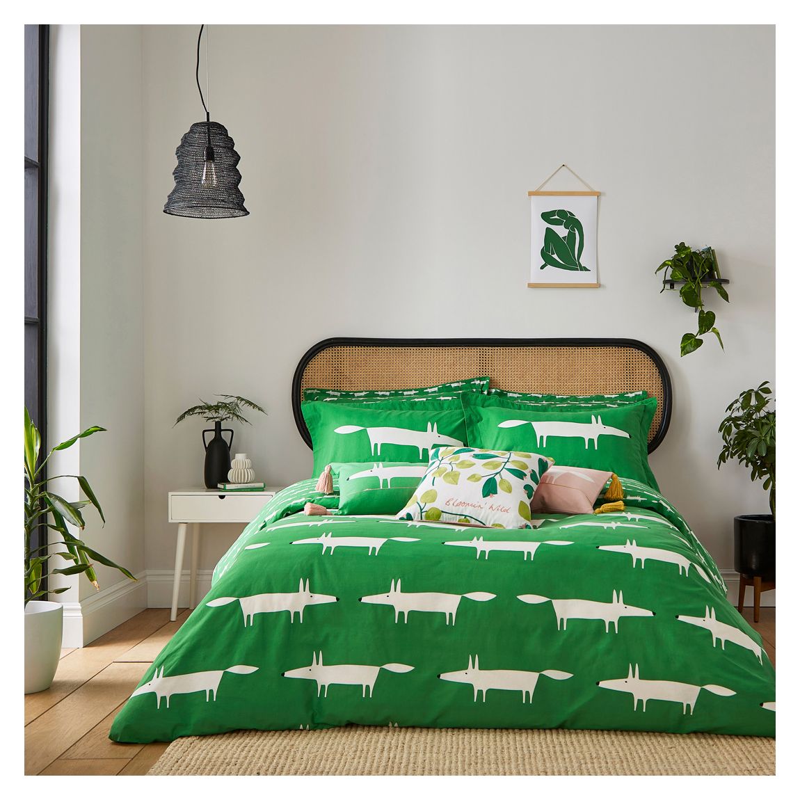 Mr Fox King Duvet Cover Set, Mint Leaf main product photo