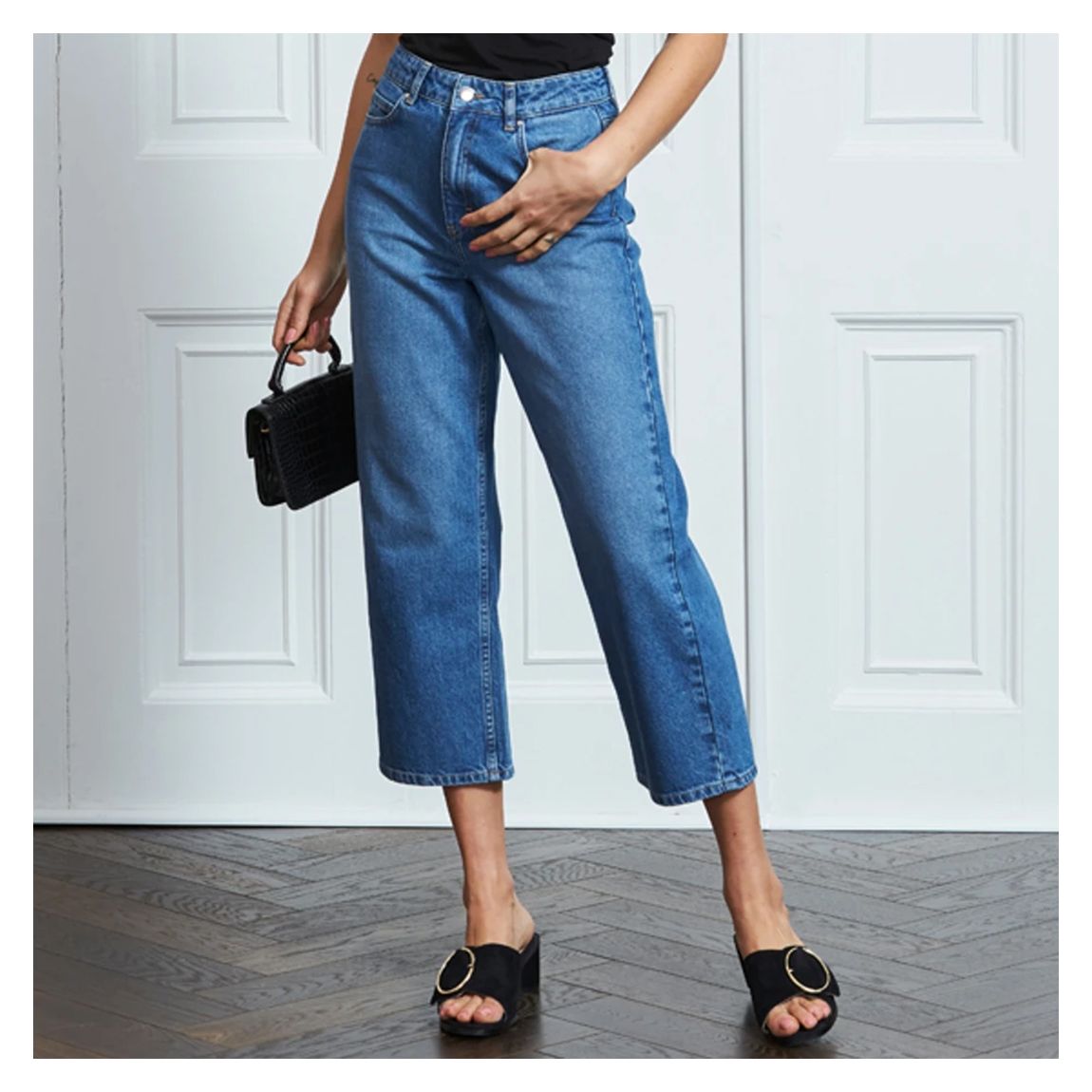 Blue Cotton Denim Culotte Jeans main product photo