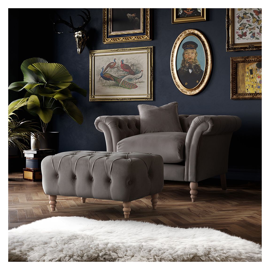 The Mayfair Footstool, Velvet Mushroom main product photo