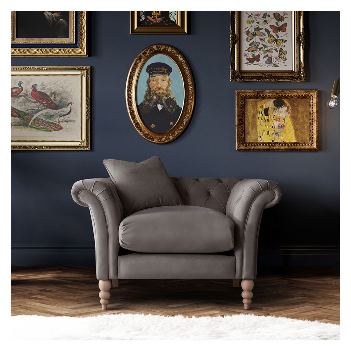 The Mayfair Arm Chair, Velvet Mushroom main product photo