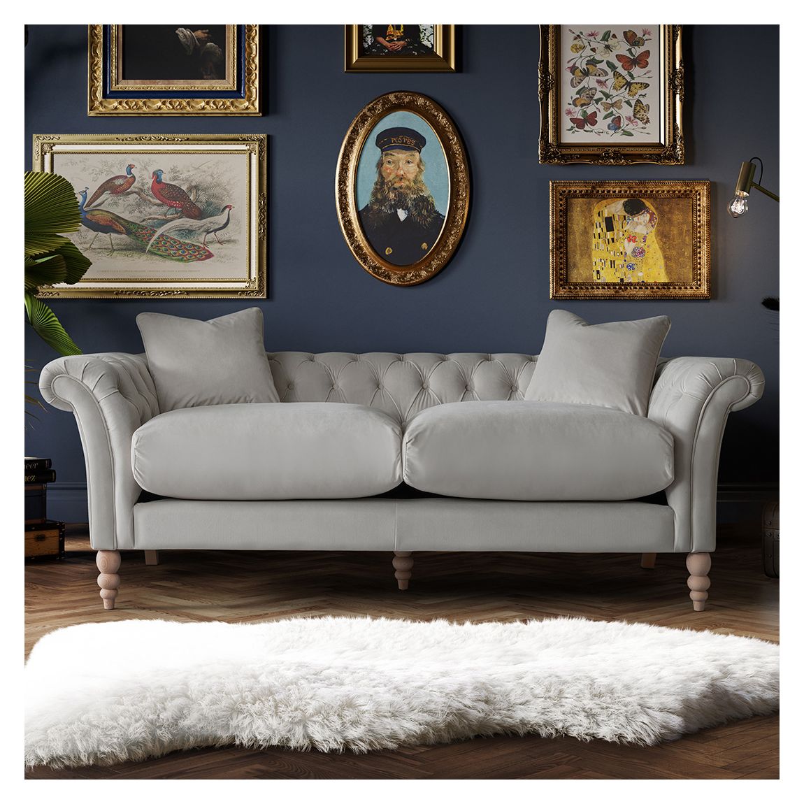 The Mayfair Large Sofa, Velvet Chalk main product photo