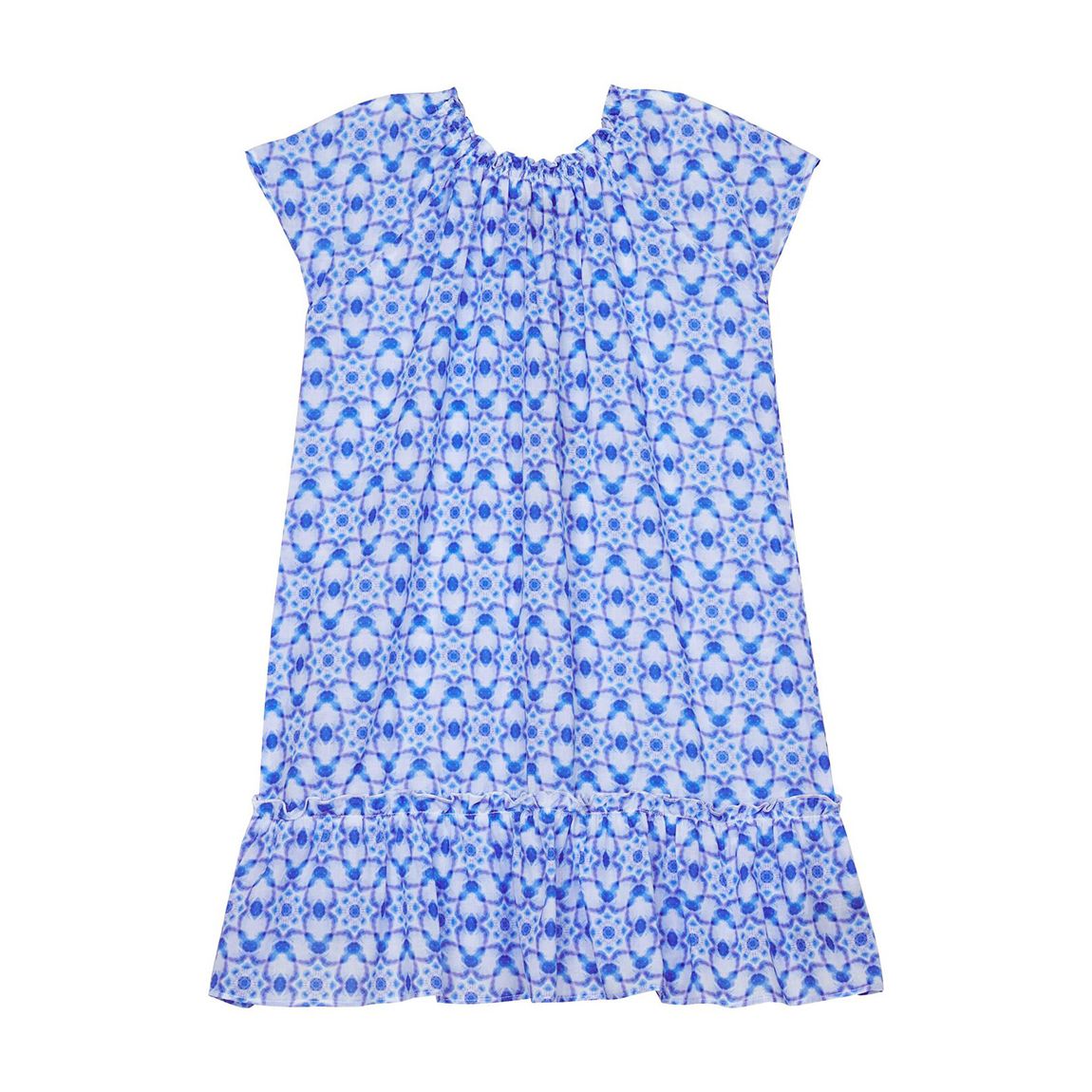 Blue Printed Frill Dress main product photo