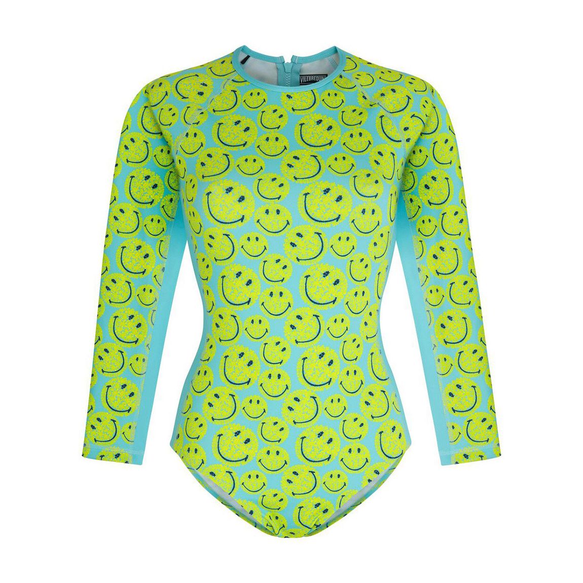 Blue/Yellow Smiley Face Print One Piece Swimwear main product photo