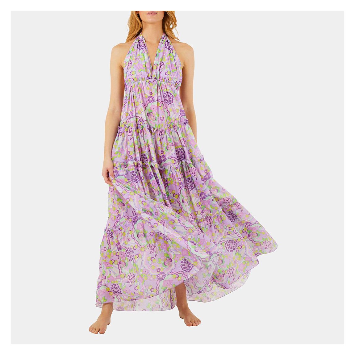 Purple Cotton Halterneck Maxi Dress main product photo