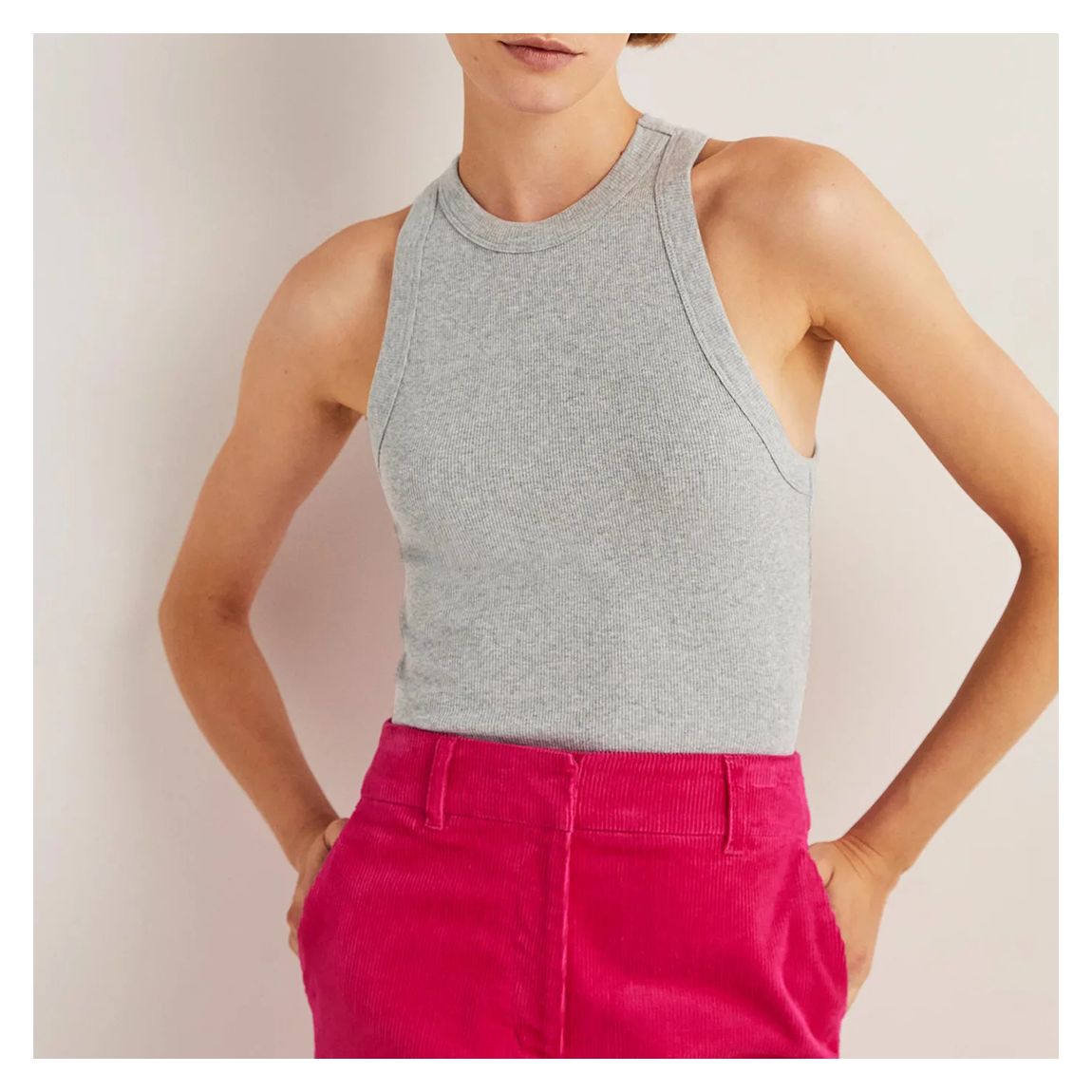 Grey Cotton Ribbed Vest main product photo