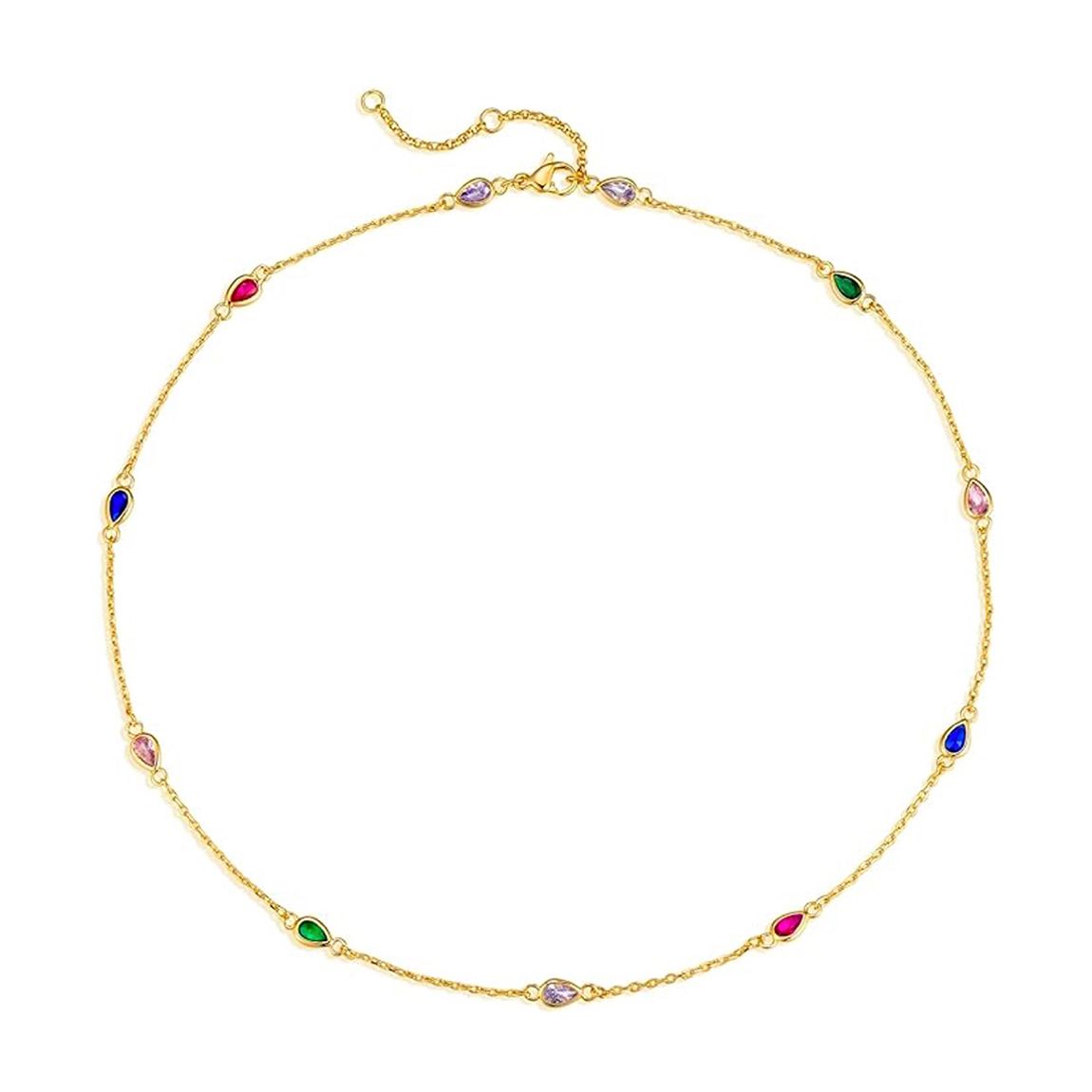 18K Gold Pear Shape Station Necklace main product photo