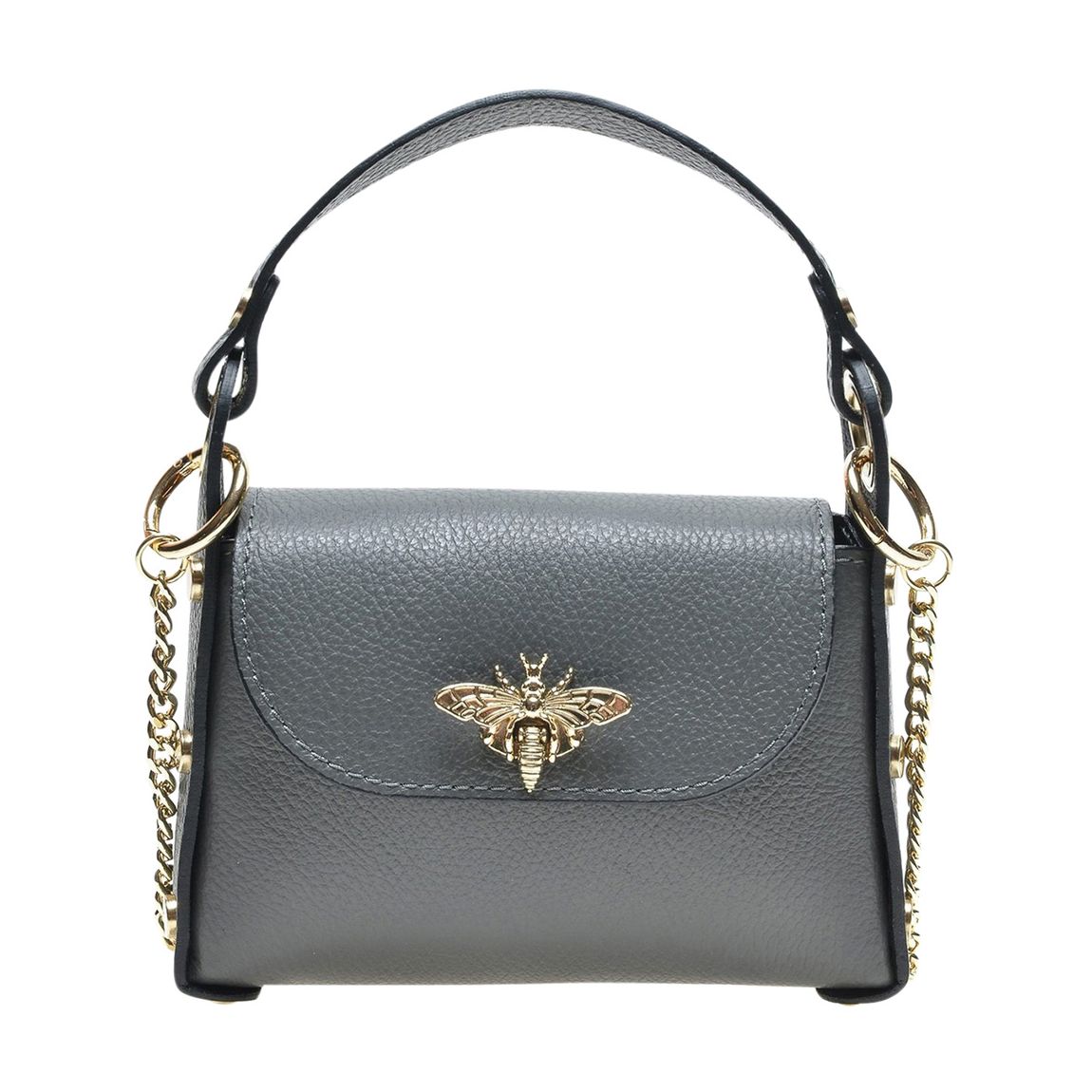 Grey Leather Top Handle Bag main product photo