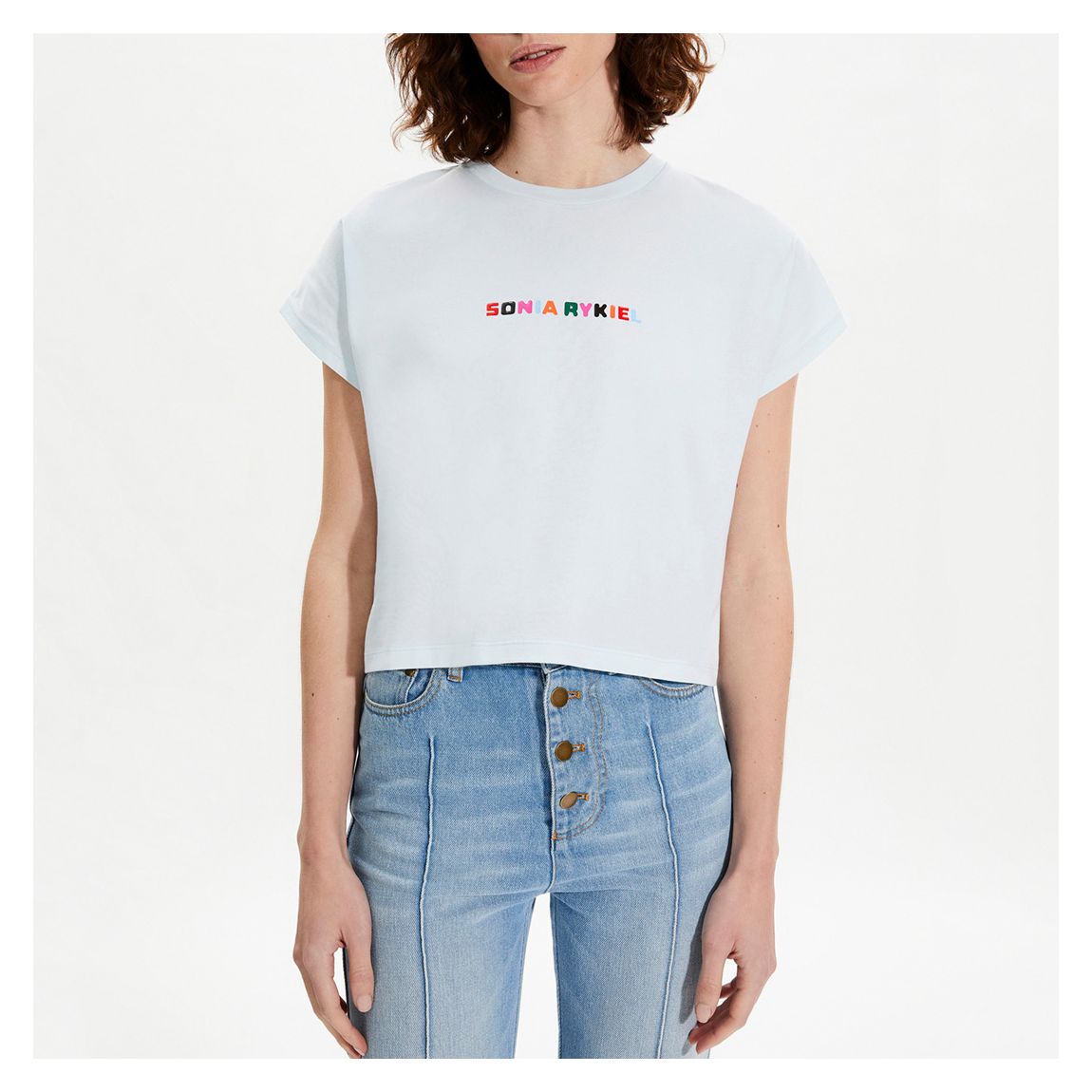 Blue Cropped Cotton T-Shirt main product photo