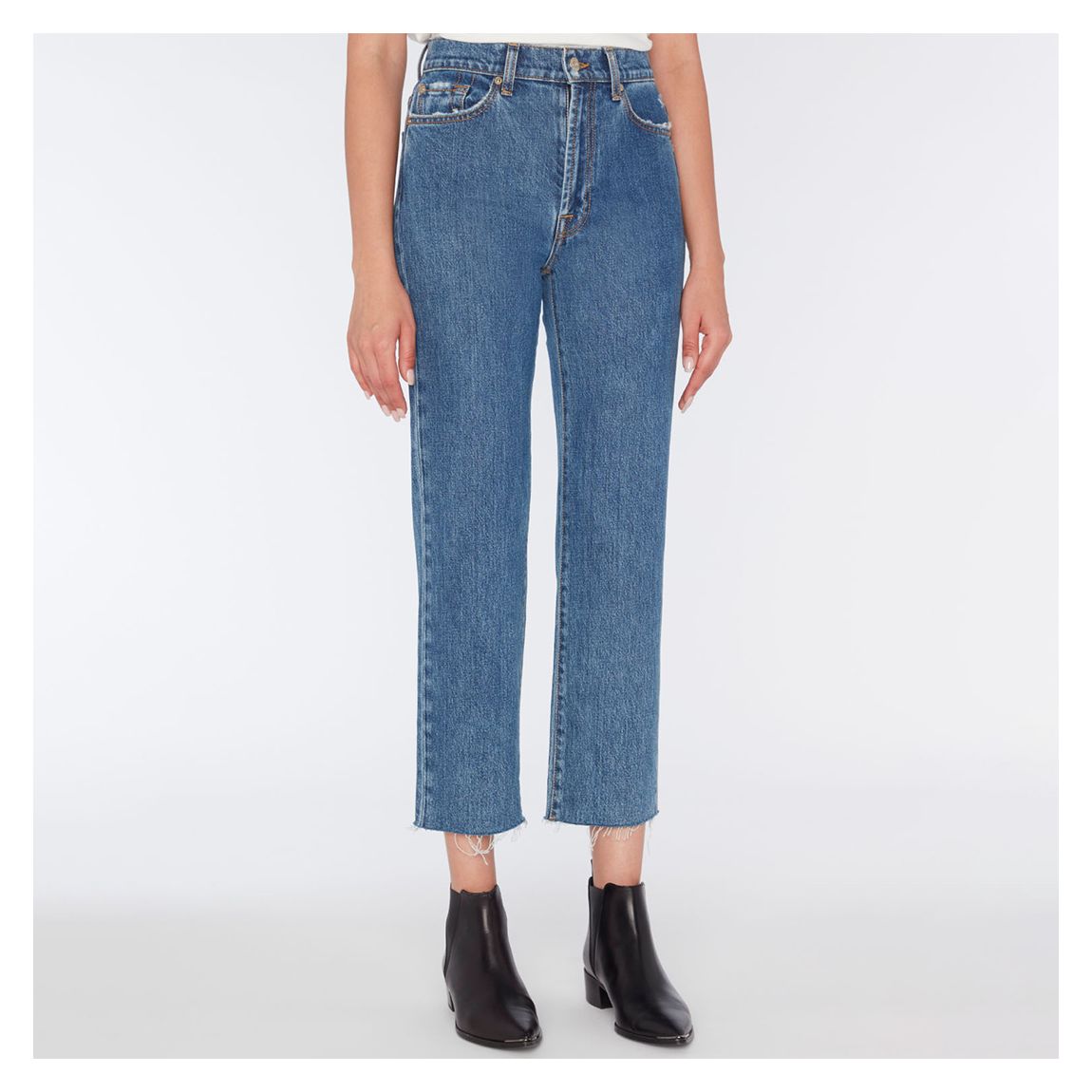Mid Blue Logan Cropped Stretch Jeans main product photo