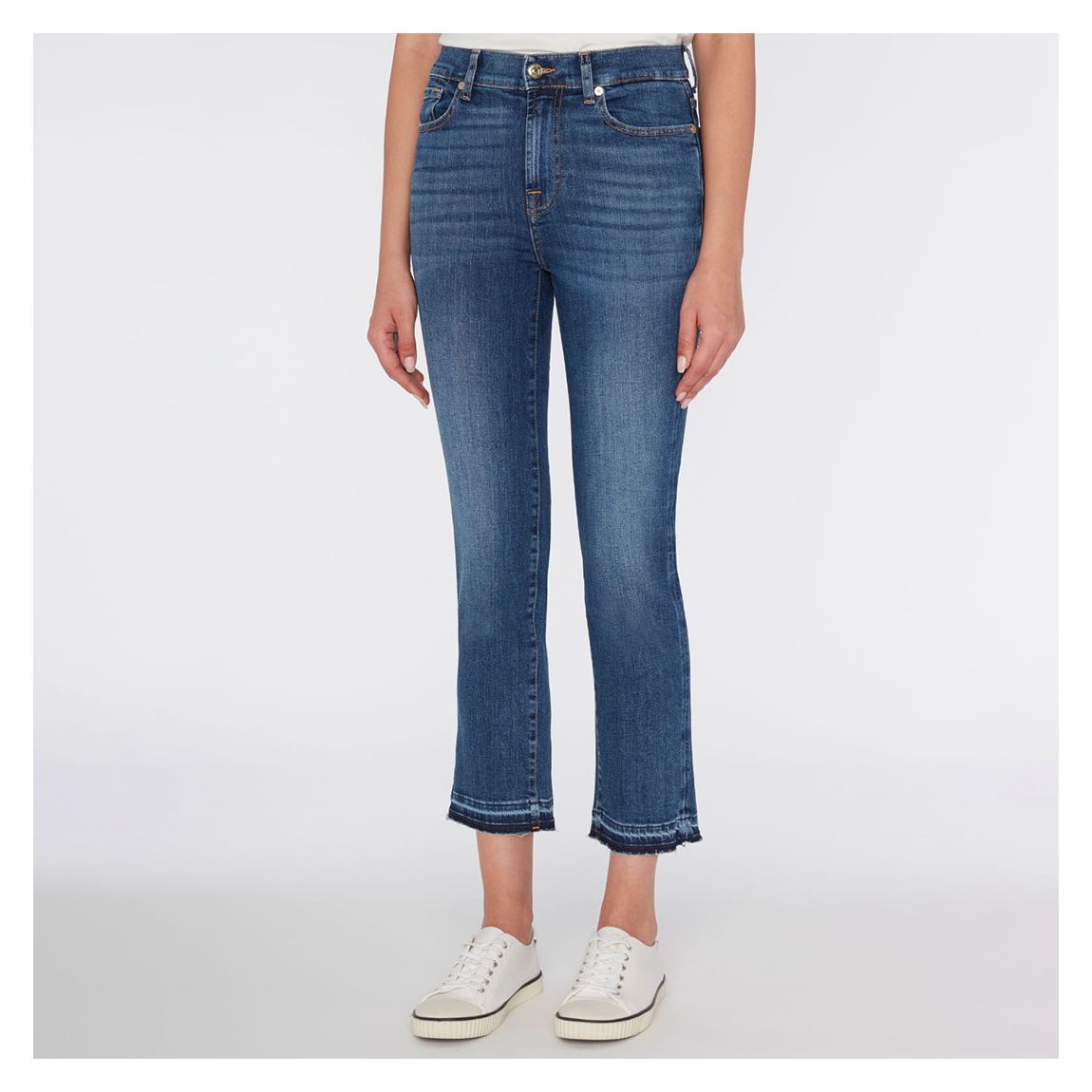 Dark Blue Straight Stretch Cropped Jeans main product photo