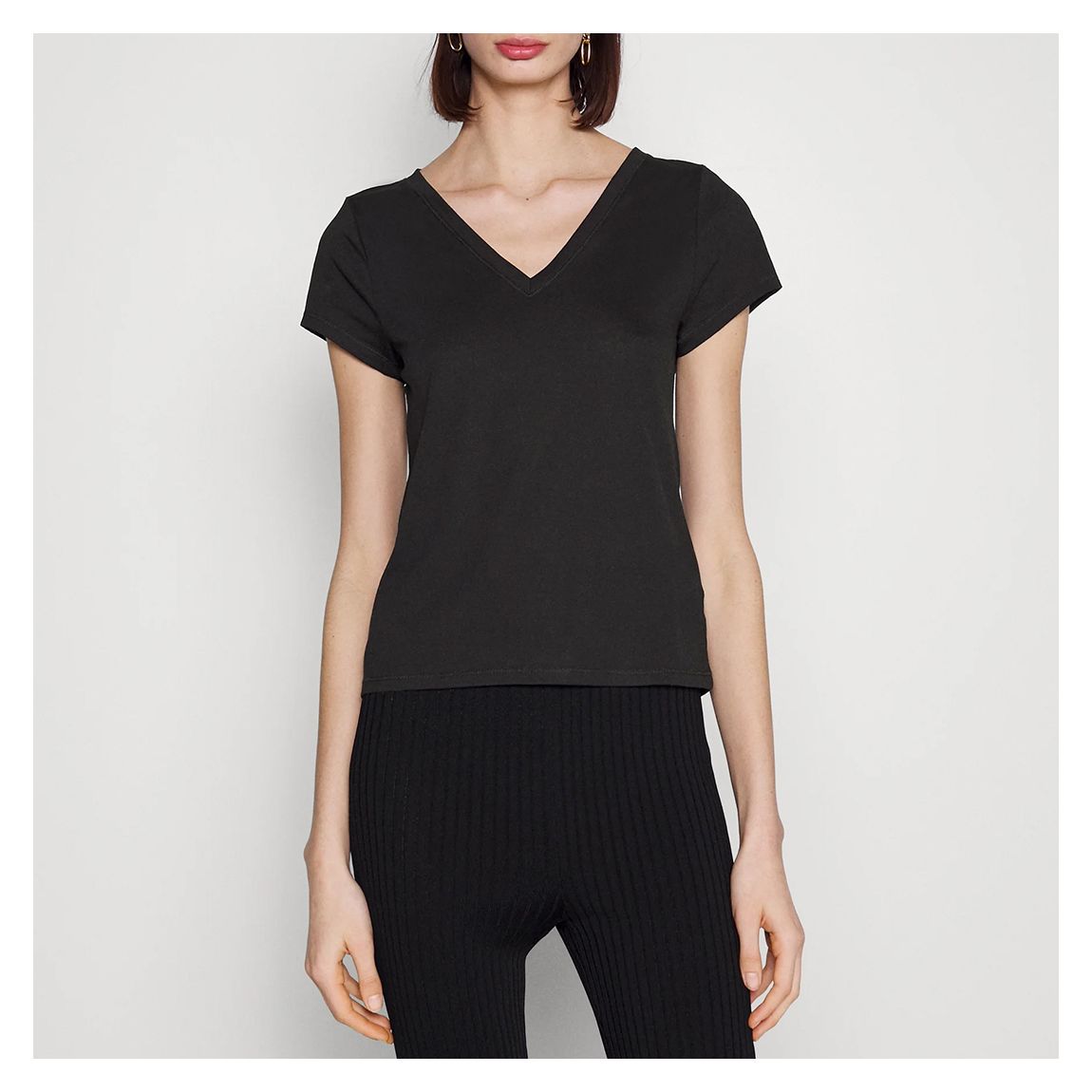 Black Andy V-Neck Cotton Blend T-Shirt main product photo