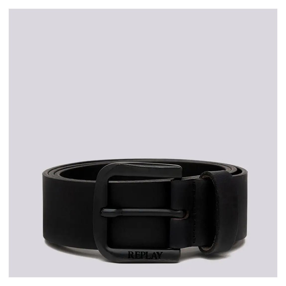 Black Branded Leather Buckle Belt main product photo